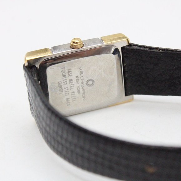 J.B Champion Watch Womens Gold Tone Stainless Steel Classic Black Leather Band - Picture 8 of 8